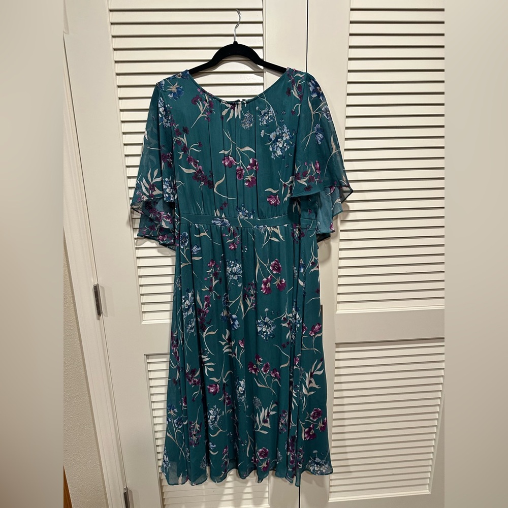 Calvin Klein Teal Floral Maxi Dress